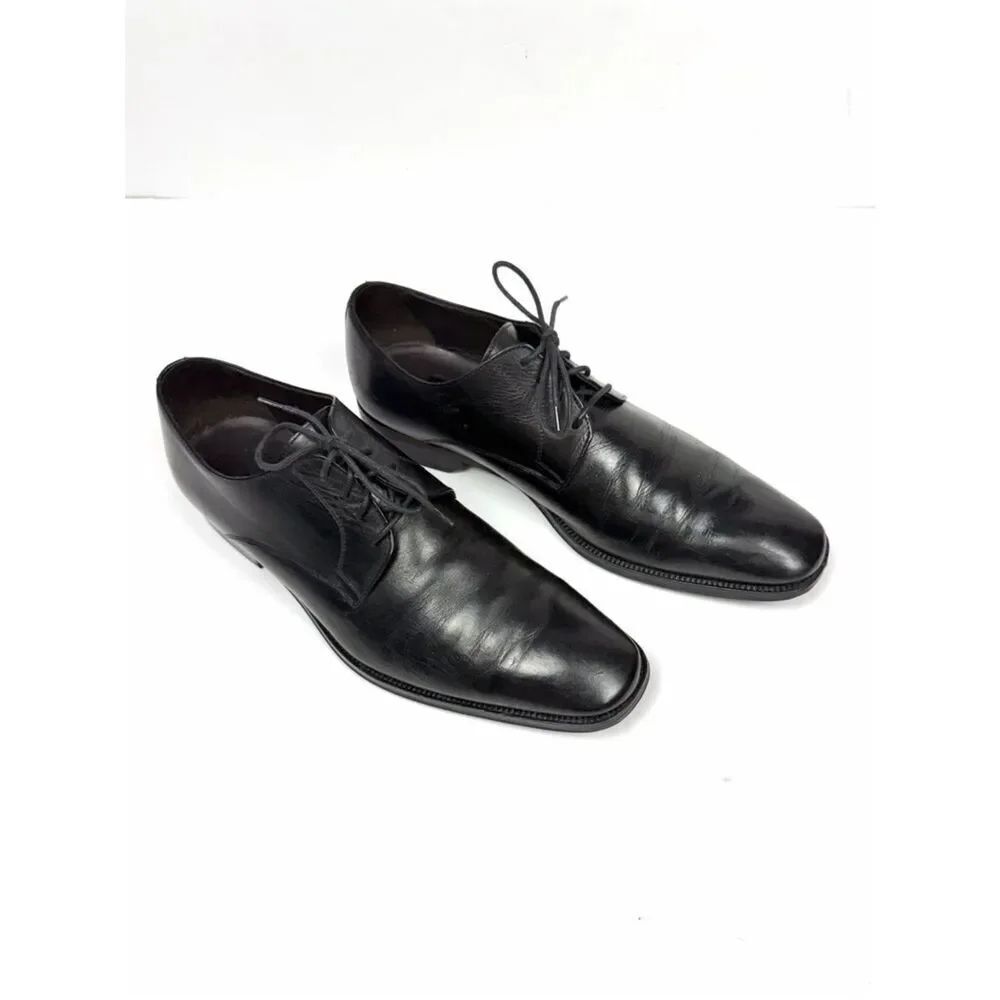 To Boot New York Leather Men's Shoes Black Oxfords Men's Size 10 Cap Toe Italy